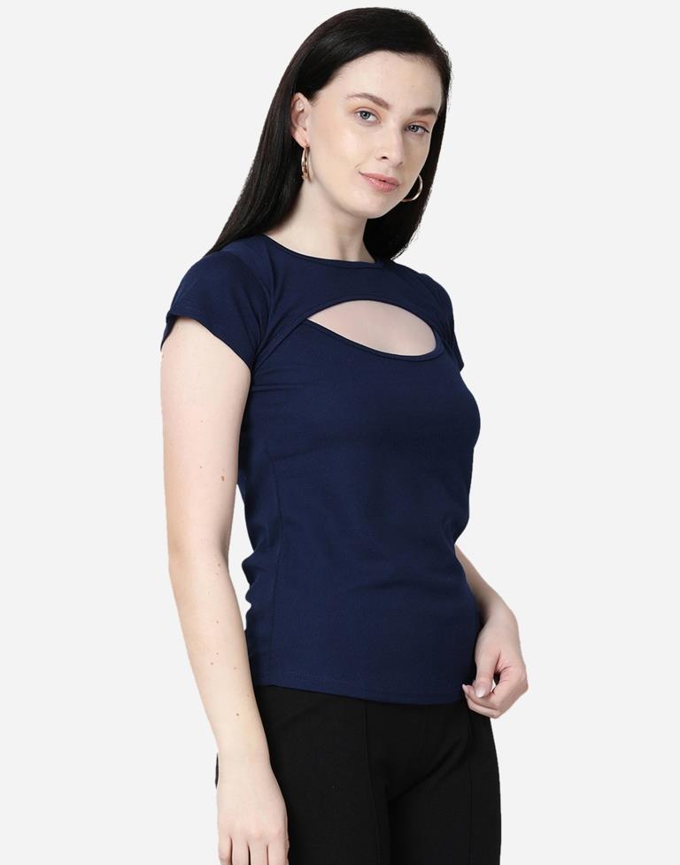 Blue Colored Lycra Knitted Top | Sudathi