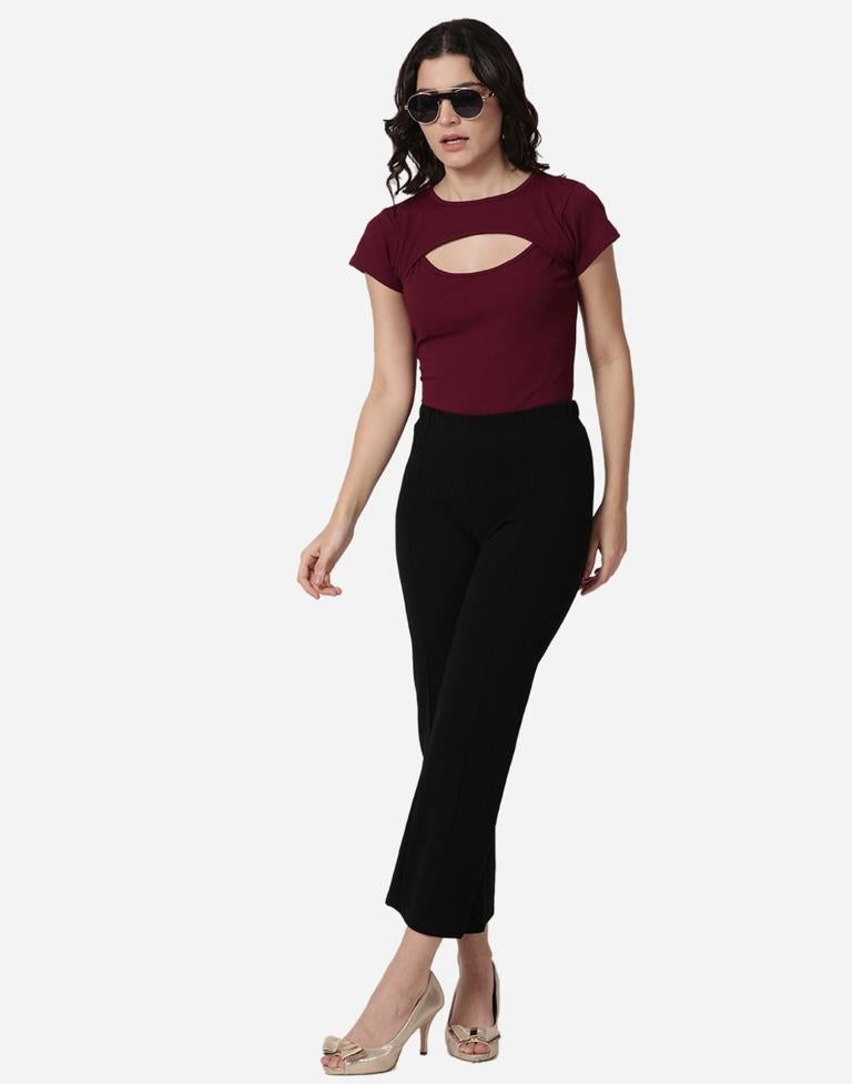 Maroon Colored Lycra Knitted Top | Sudathi