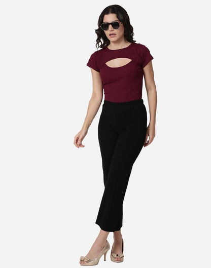 Maroon Colored Lycra Knitted Top | Sudathi