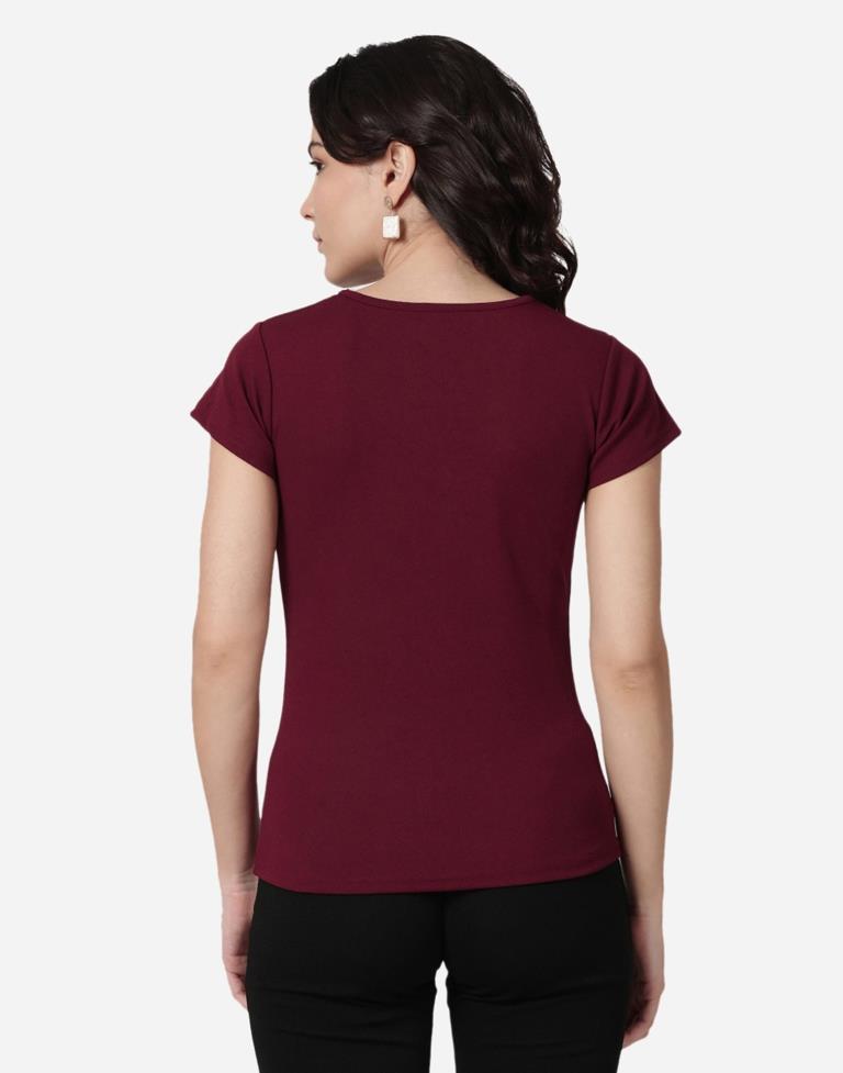 Maroon Colored Lycra Knitted Top | Sudathi
