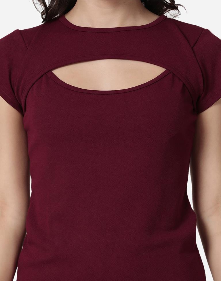 Maroon Colored Lycra Knitted Top | Sudathi