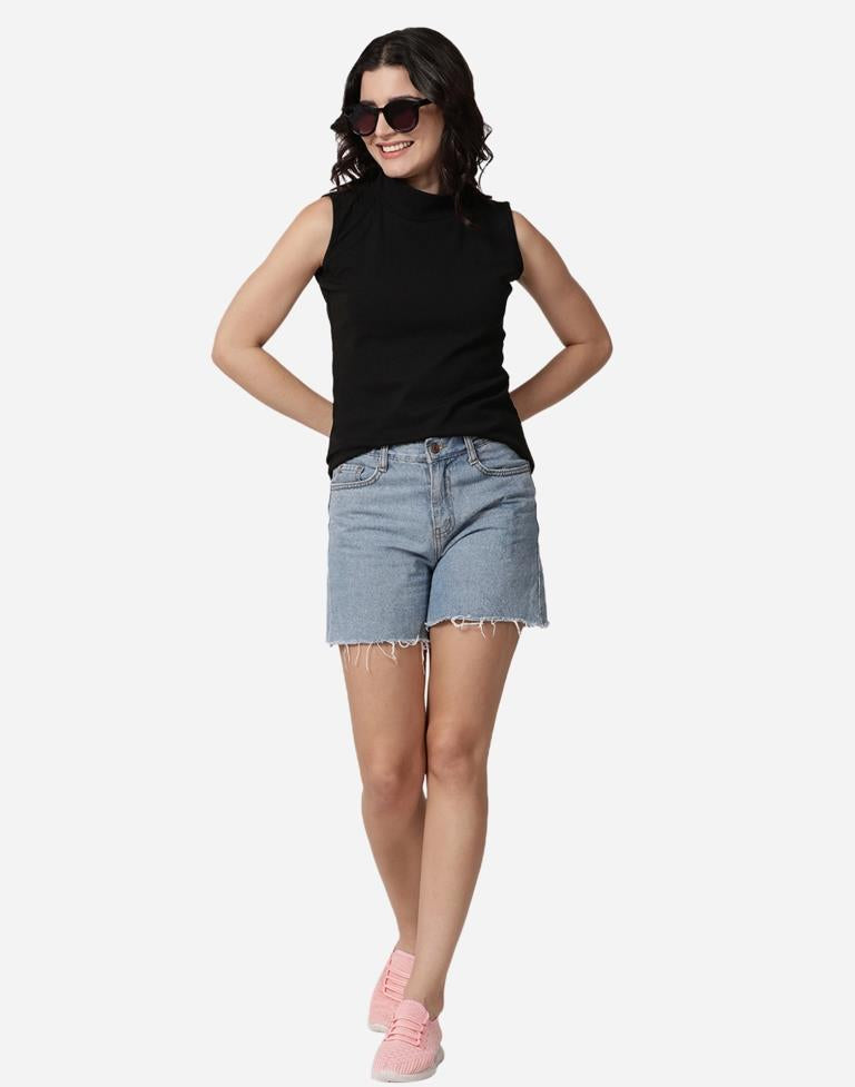 Black Colored Lycra Knitted Top | Sudathi