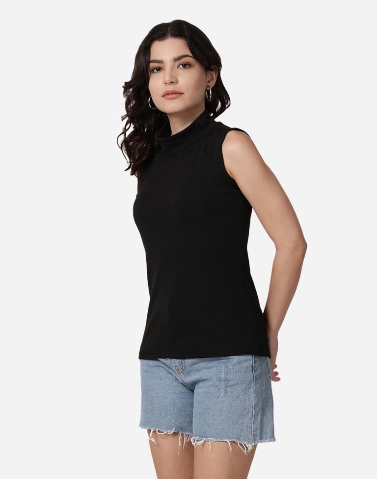 Black Colored Lycra Knitted Top | Sudathi
