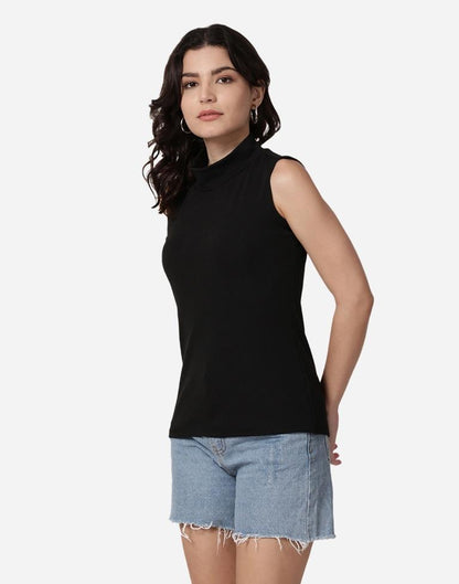 Black Colored Lycra Knitted Top | Sudathi