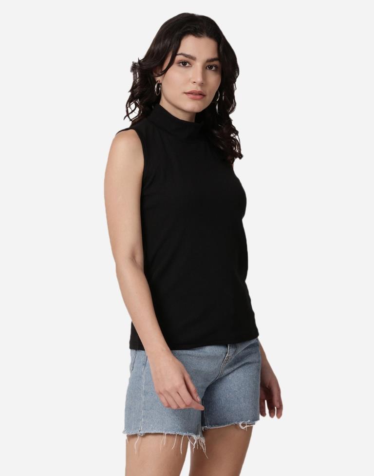 Black Colored Lycra Knitted Top | Sudathi