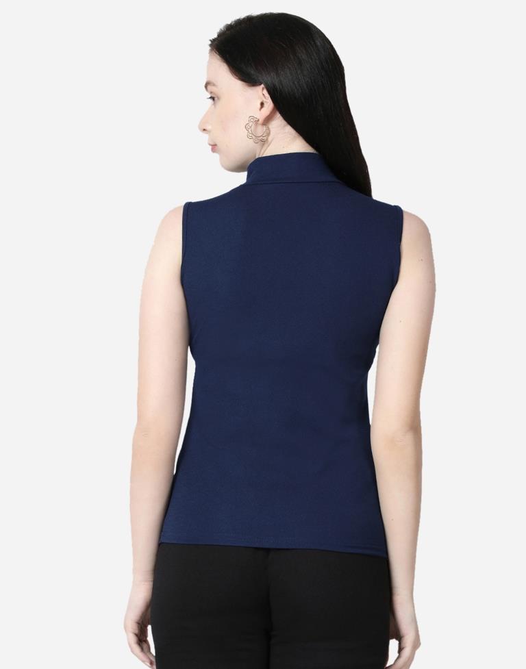 Blue Colored Lycra Knitted Top | Sudathi