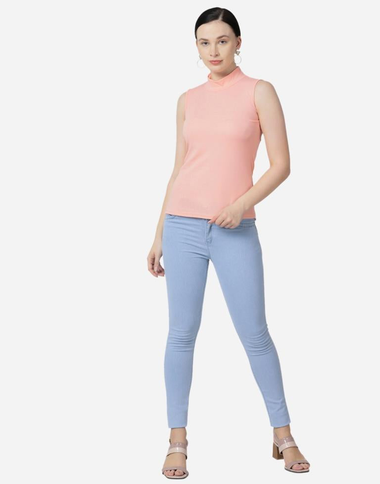 Peach Colored Lycra Knitted Top | Sudathi