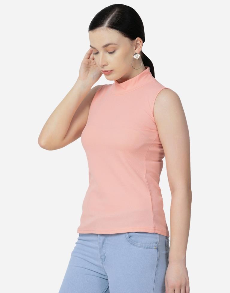 Peach Colored Lycra Knitted Top | Sudathi