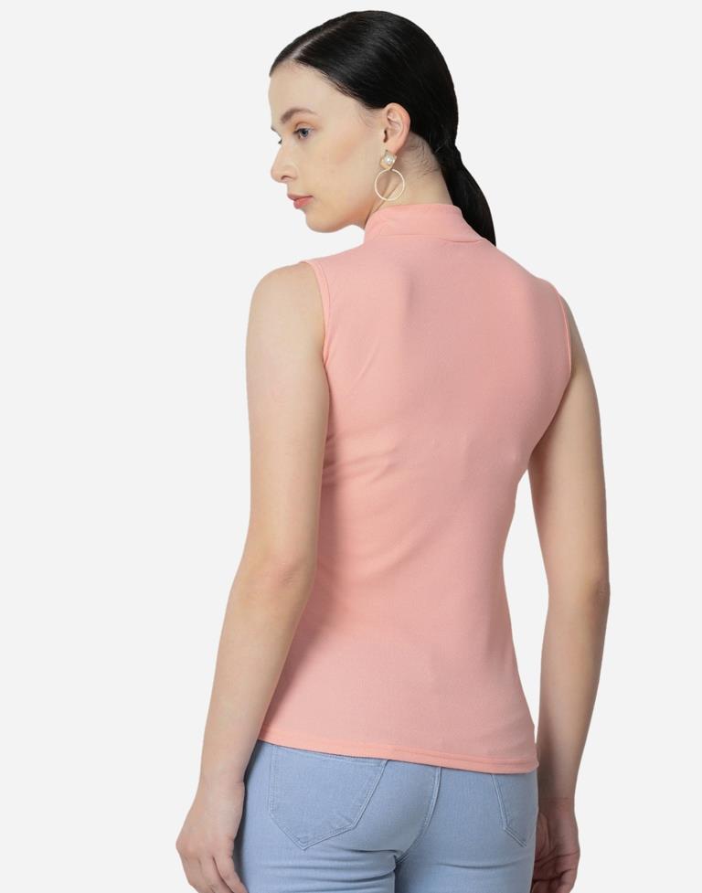 Peach Colored Lycra Knitted Top | Sudathi