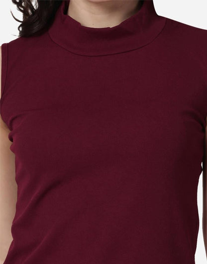 Maroon Colored Lycra Knitted Top | Sudathi