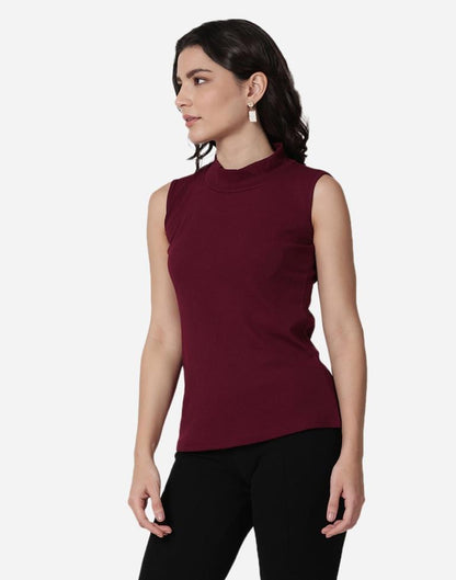 Maroon Colored Lycra Knitted Top | Sudathi