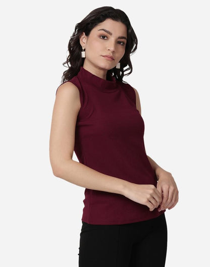 Maroon Colored Lycra Knitted Top | Sudathi