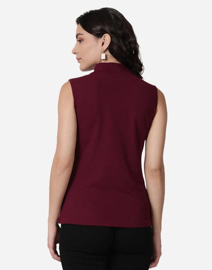 Maroon Colored Lycra Knitted Top | Sudathi