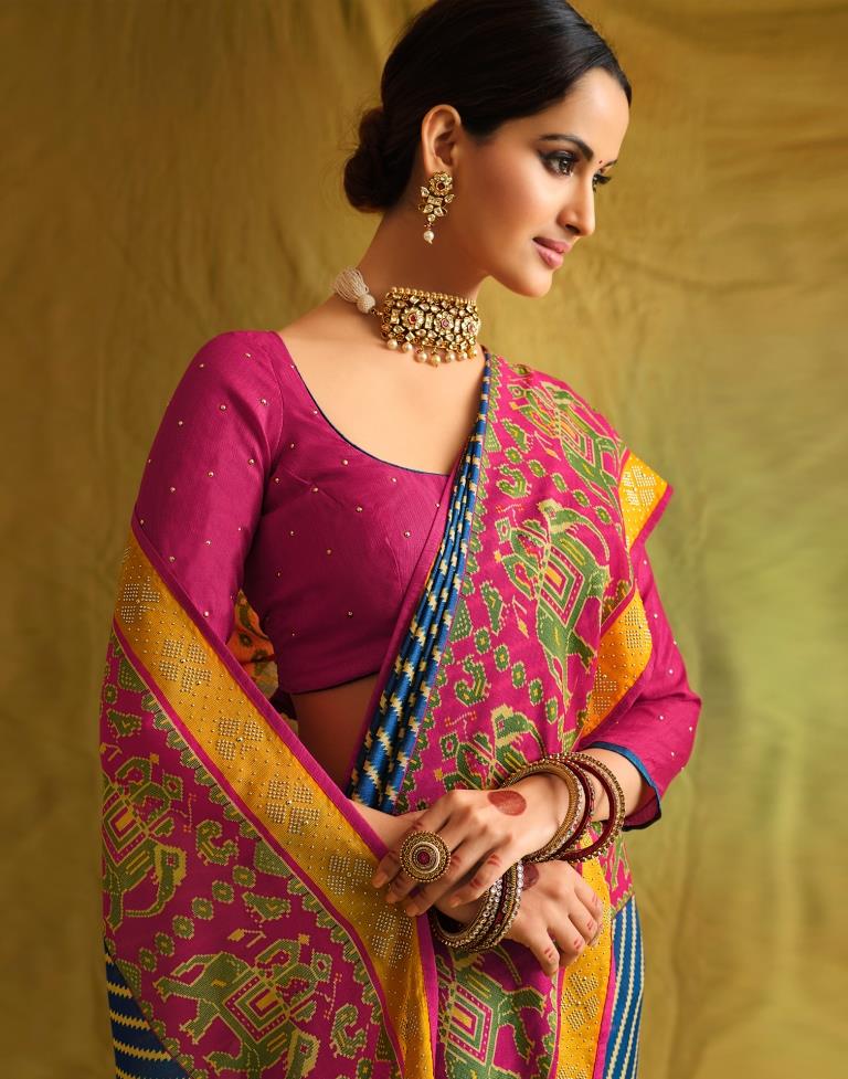 Navy Blue And Multicolored Silk Saree | Sudathi