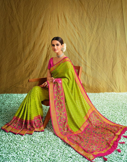 Lime Green Silk Saree | Sudathi