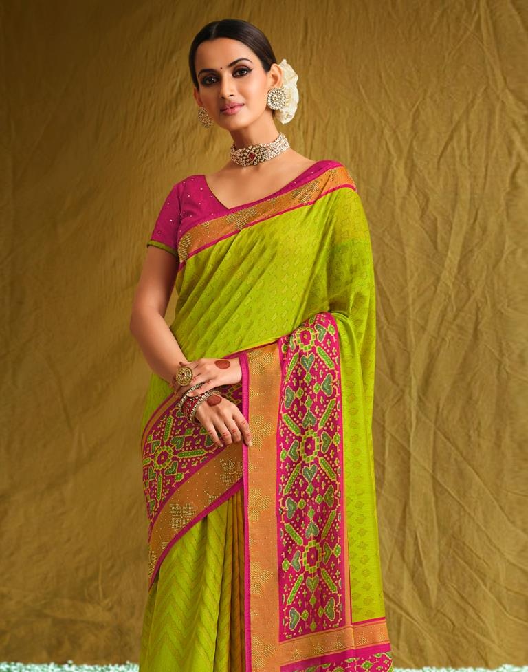 Lime Green Silk Saree | Sudathi