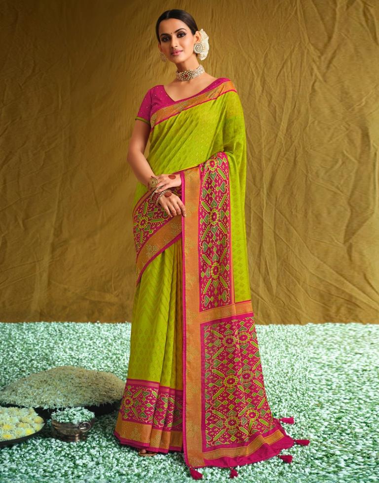 Lime Green Silk Saree | Sudathi