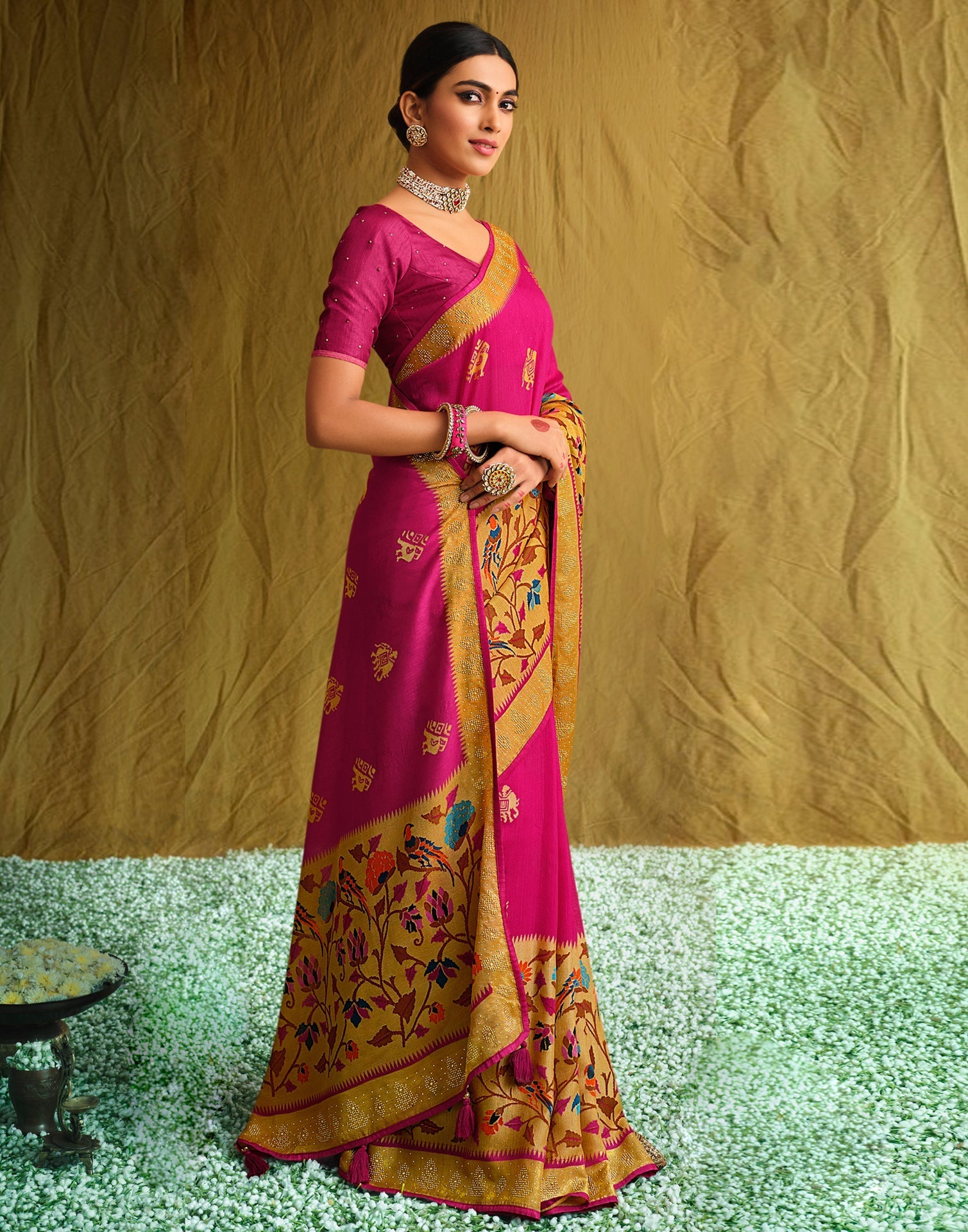 Hot Pink Silk Saree | Sudathi