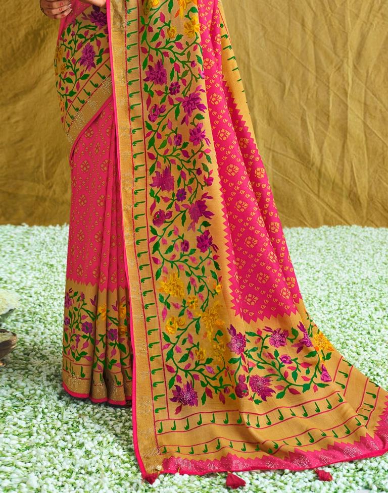 Punch Pink Silk Saree | Sudathi
