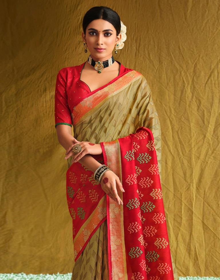 Red And Beige Silk Saree | Sudathi