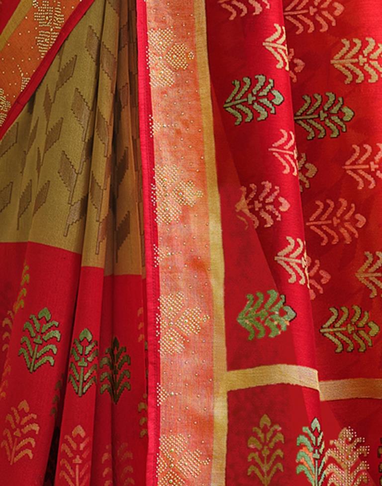 Red And Beige Silk Saree | Sudathi