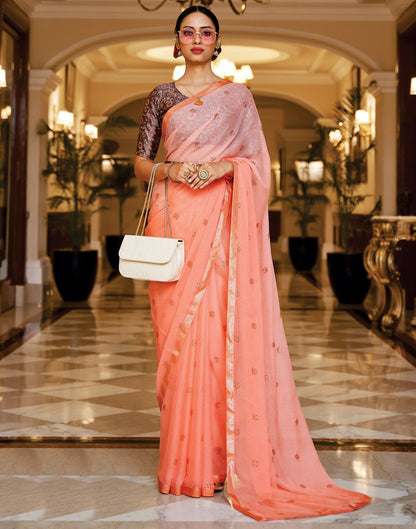 Peach Chiffon Saree | Sudathi