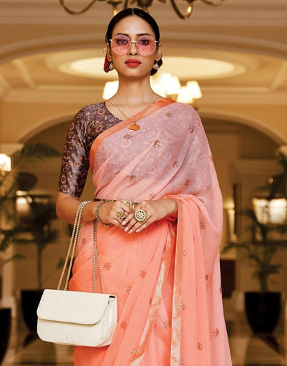 Peach Chiffon Saree | Sudathi