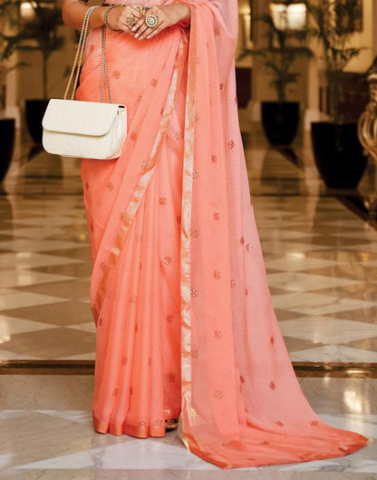 Peach Chiffon Saree | Sudathi