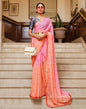 Peach And Pink Chiffon Saree | Sudathi