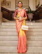 Peach And Yellow Chiffon Saree | Sudathi
