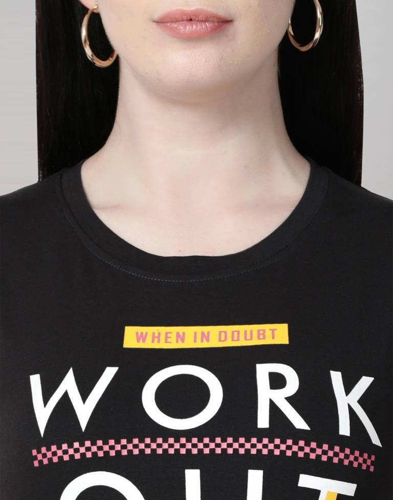 Black Coloured Cotton Blend Printed Top | Sudathi