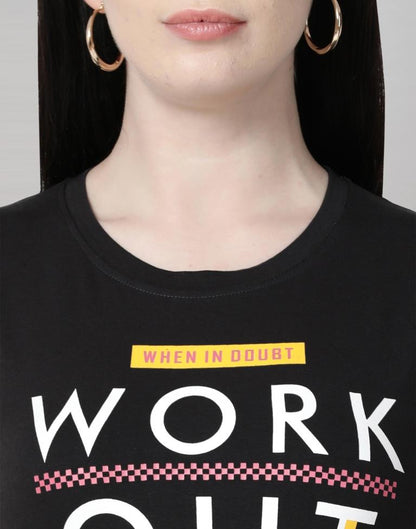 Black Coloured Cotton Blend Printed Top | Sudathi