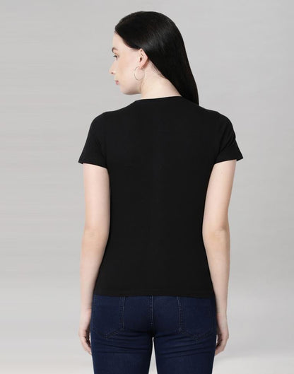 Black Coloured Cotton Blend Printed Top | Sudathi