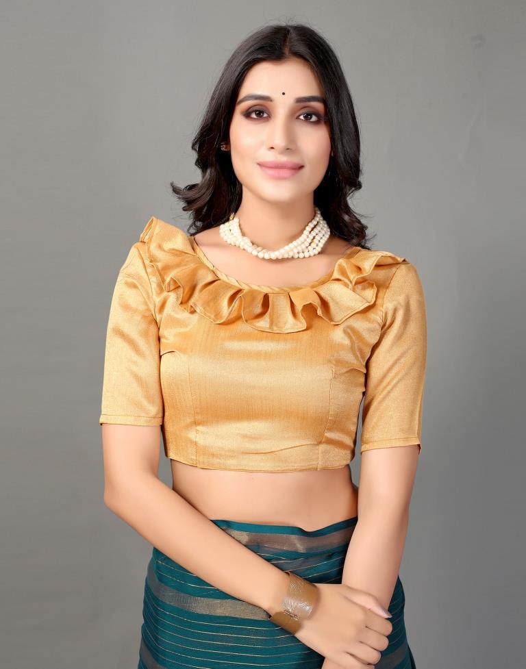 Teal Blue Self Woven Chiffon Saree