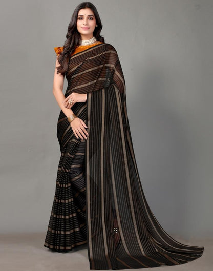 Black Self Woven Chiffon Saree