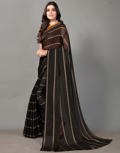 Black Self Woven Chiffon Saree
