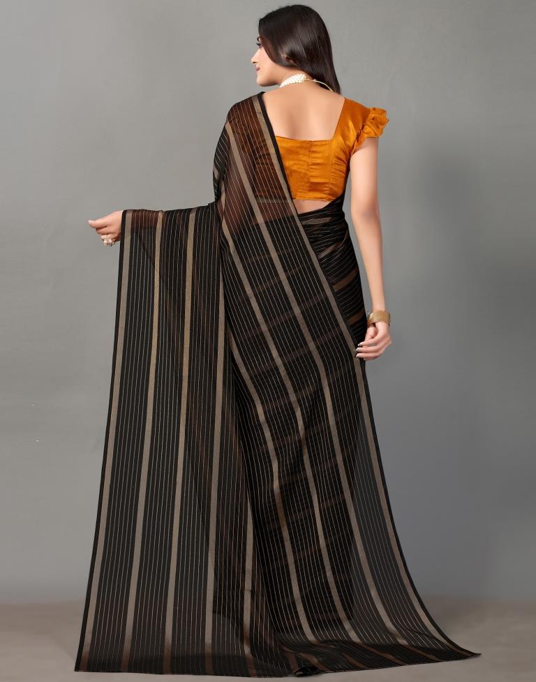 Black Self Woven Chiffon Saree