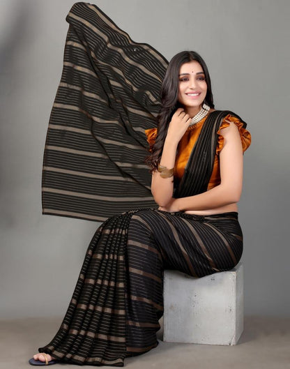 Black Self Woven Chiffon Saree