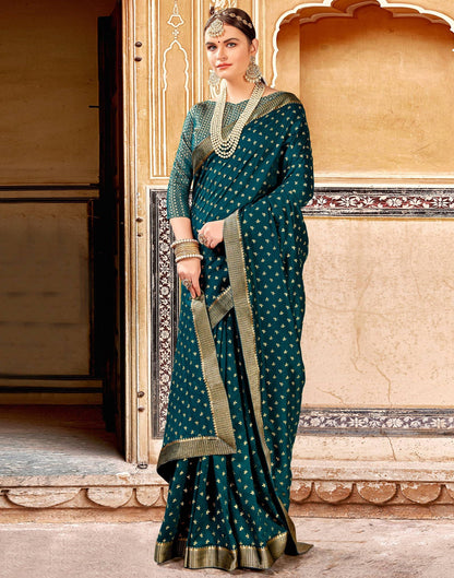 Dark Teal Blue Silk Saree | Sudathi