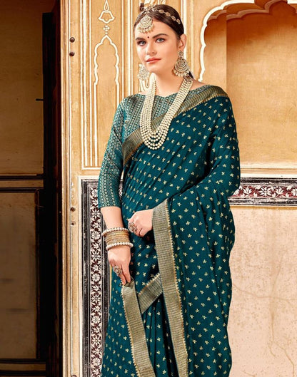 Dark Teal Blue Silk Saree | Sudathi