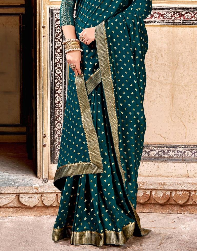 Dark Teal Blue Silk Saree | Sudathi