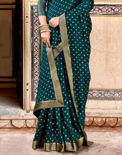 Dark Teal Blue Silk Saree | Sudathi