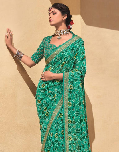 Light Aqua Green And Multicolored Patola Saree | Sudathi
