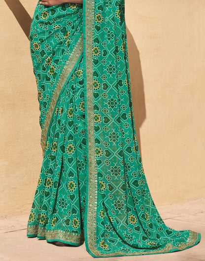Light Aqua Green And Multicolored Patola Saree | Sudathi