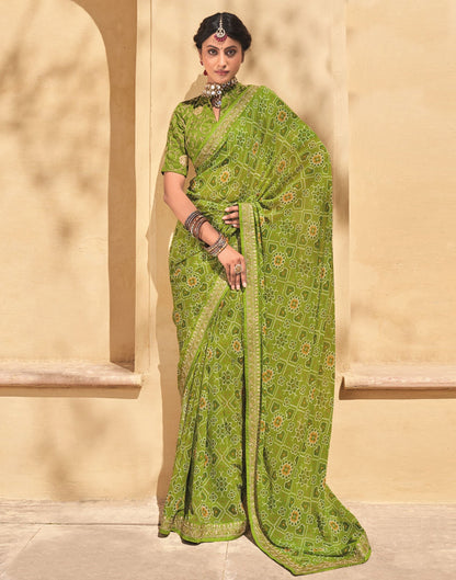 Parrot Green And Multicolored Patola Saree | Sudathi