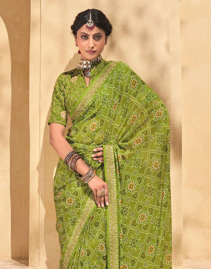 Parrot Green And Multicolored Patola Saree | Sudathi