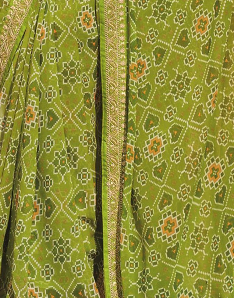 Parrot Green And Multicolored Patola Saree | Sudathi