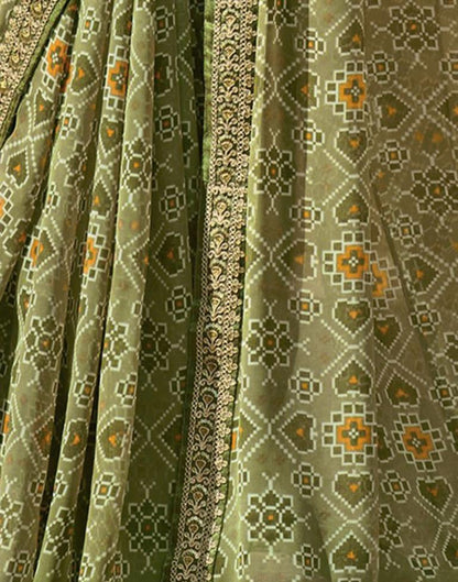 Olive Green And Multicolored Patola Saree | Sudathi