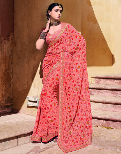 Watermelon Pink And Multicolored Patola Saree | Sudathi