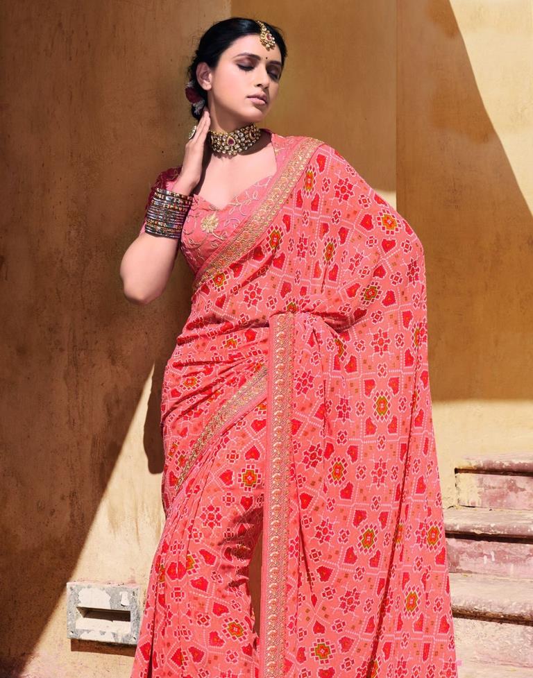 Watermelon Pink And Multicolored Patola Saree | Sudathi
